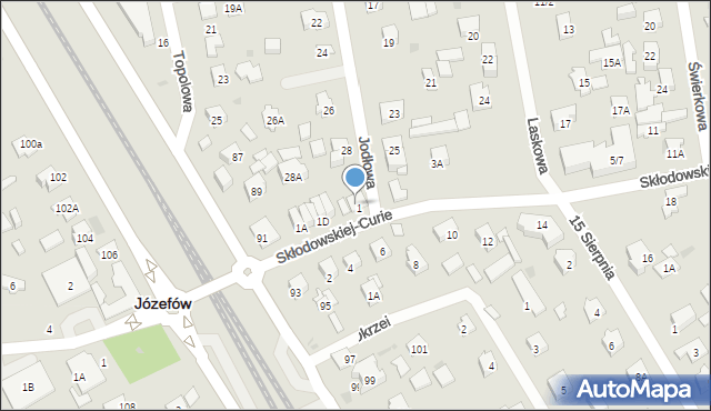 Józefów, Skłodowskiej-Curie Marii, 1f, mapa Józefów