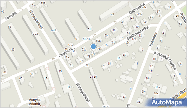 Kalisz, Skalmierzycka, 71, mapa Kalisza