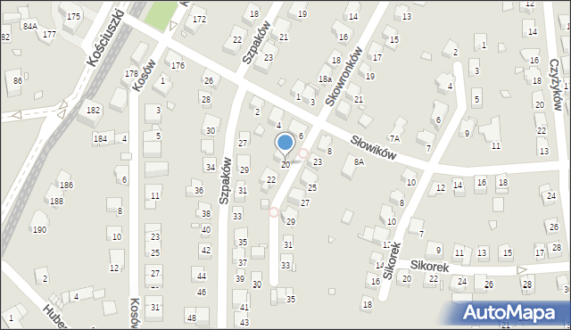 Katowice, Skowronków, 20, mapa Katowic