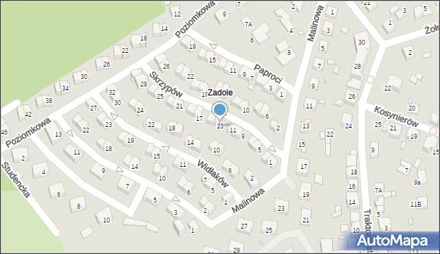 Katowice, Skrzypów, 13, mapa Katowic