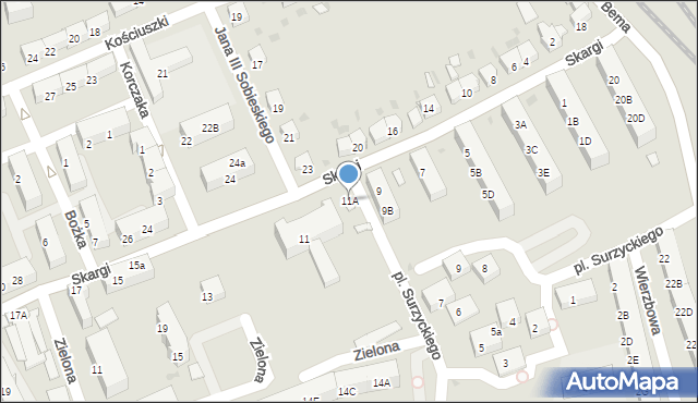 Kędzierzyn-Koźle, Skargi Piotra, ks., 11A, mapa Kędzierzyna-Koźle