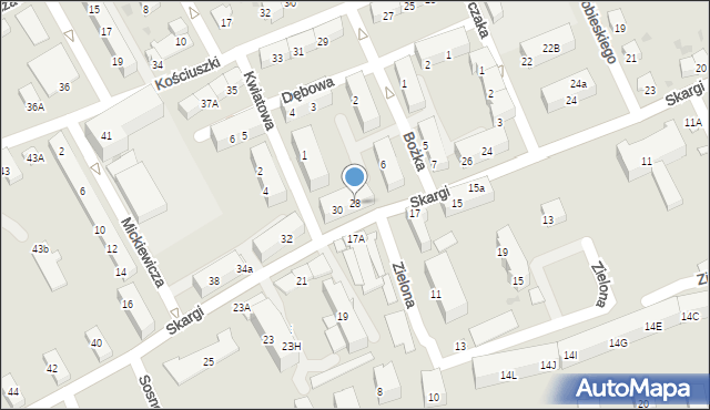 Kędzierzyn-Koźle, Skargi Piotra, ks., 28, mapa Kędzierzyna-Koźle