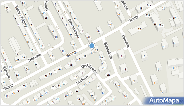 Kędzierzyn-Koźle, Skargi Piotra, ks., 33, mapa Kędzierzyna-Koźle