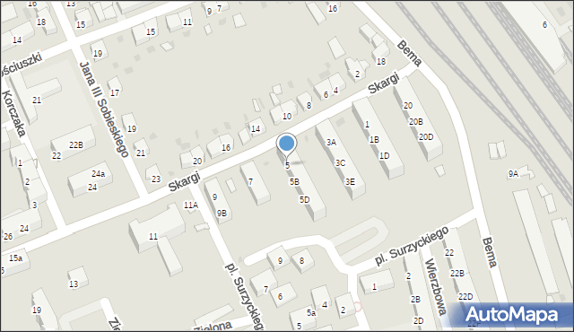 Kędzierzyn-Koźle, Skargi Piotra, ks., 5, mapa Kędzierzyna-Koźle