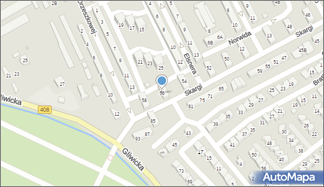 Kędzierzyn-Koźle, Skargi Piotra, ks., 56, mapa Kędzierzyna-Koźle