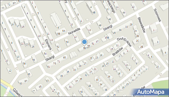 Kędzierzyn-Koźle, Skargi Piotra, ks., 59, mapa Kędzierzyna-Koźle