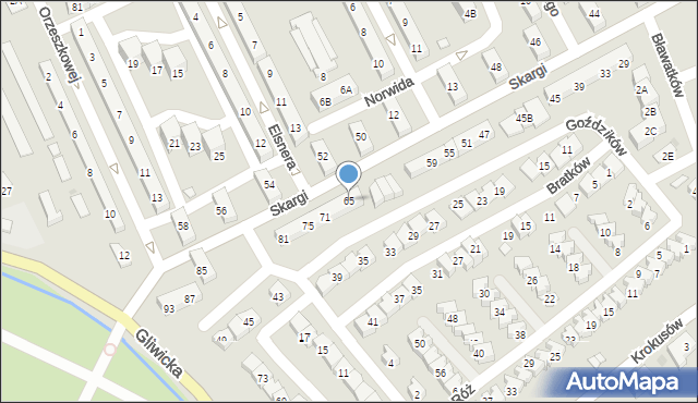 Kędzierzyn-Koźle, Skargi Piotra, ks., 65, mapa Kędzierzyna-Koźle