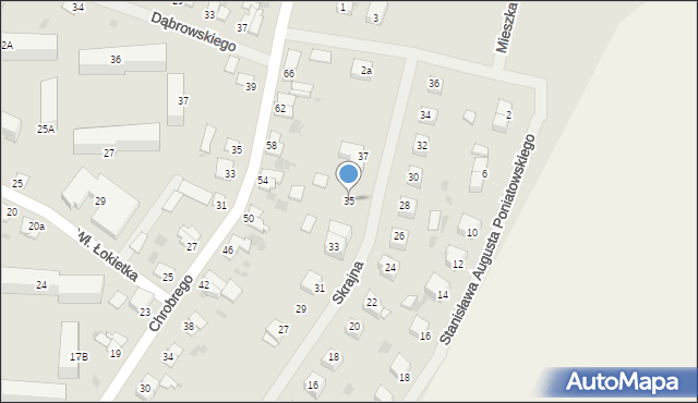 Kętrzyn, Skrajna, 35, mapa Kętrzyn