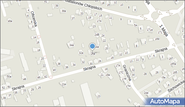 Kielce, Skrajna, 26a, mapa Kielc