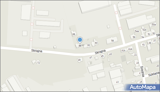 Kielce, Skrajna, 66, mapa Kielc