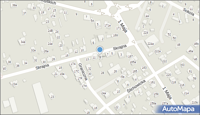Kielce, Skrajna, 9, mapa Kielc