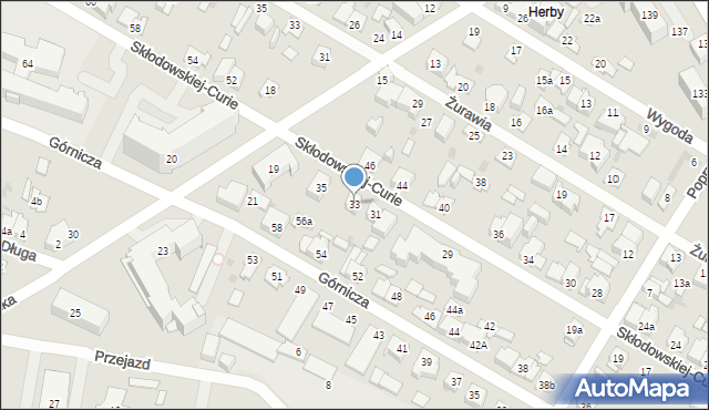 Kielce, Skłodowskiej-Curie Marii, 33, mapa Kielc