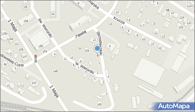 Kielce, Skrzetlewska, 9, mapa Kielc