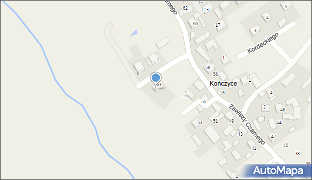 Kończyce, Skrzetuskiego Jana, 7, mapa Kończyce