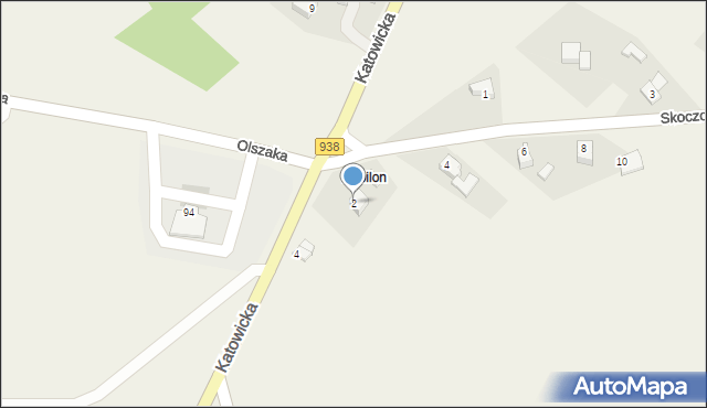 Kończyce Wielkie, Skoczowska, 2, mapa Kończyce Wielkie