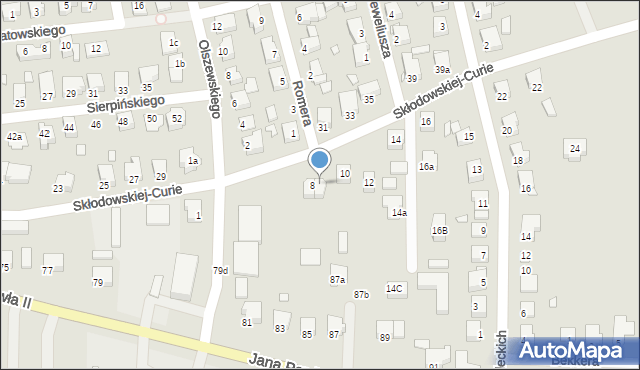 Konin, Skłodowskiej-Curie Marii, 8A, mapa Konina