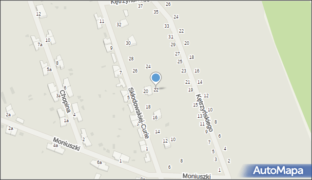 Korsze, Skłodowskiej-Curie Marii, 22, mapa Korsze