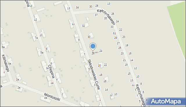 Korsze, Skłodowskiej-Curie Marii, 26, mapa Korsze