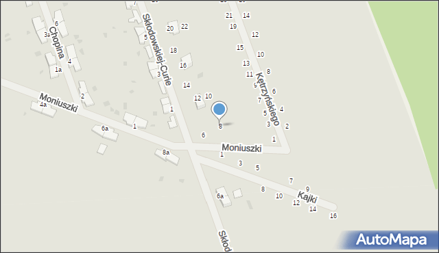 Korsze, Skłodowskiej-Curie Marii, 8, mapa Korsze