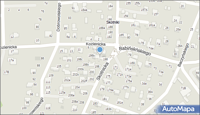 Kraków, Skotnicka, 196a, mapa Krakowa