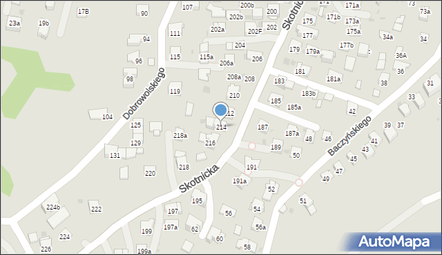 Kraków, Skotnicka, 214, mapa Krakowa