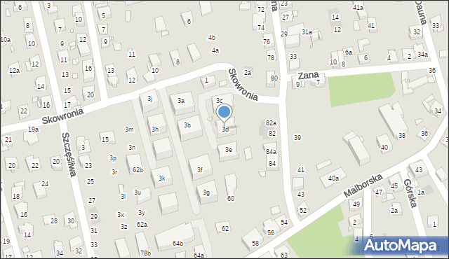 Kraków, Skowronia, 3d, mapa Krakowa