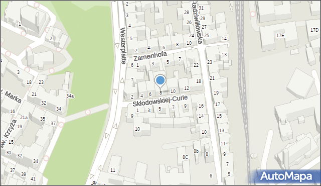 Kraków, Skłodowskiej-Curie Marii, 8, mapa Krakowa