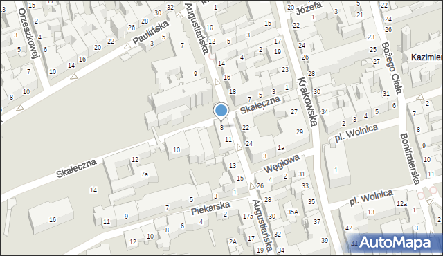 Kraków, Skałeczna, 8, mapa Krakowa