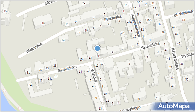 Kraków, Skawińska, 11, mapa Krakowa