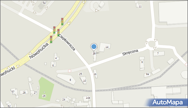 Kraków, Skręcona, 16, mapa Krakowa