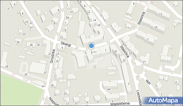 Krosno, Skargi Piotra, ks., 3, mapa Krosna