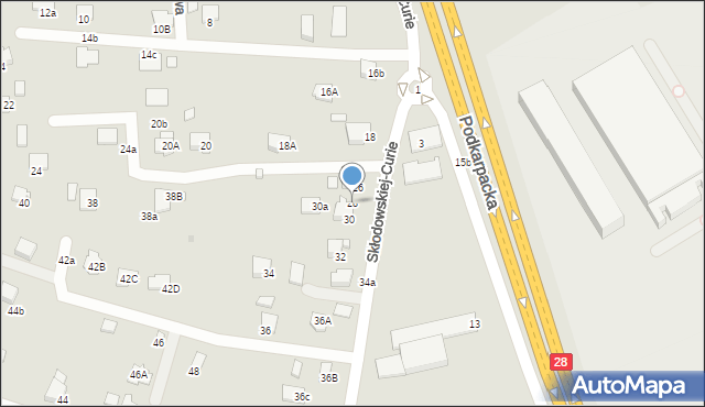 Krosno, Skłodowskiej-Curie Marii, 28, mapa Krosna