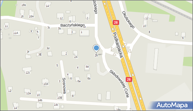 Krosno, Skłodowskiej-Curie Marii, 2b, mapa Krosna