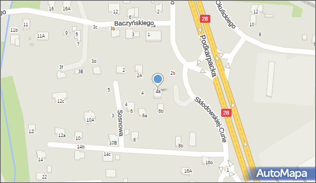 Krosno, Skłodowskiej-Curie Marii, 4a, mapa Krosna