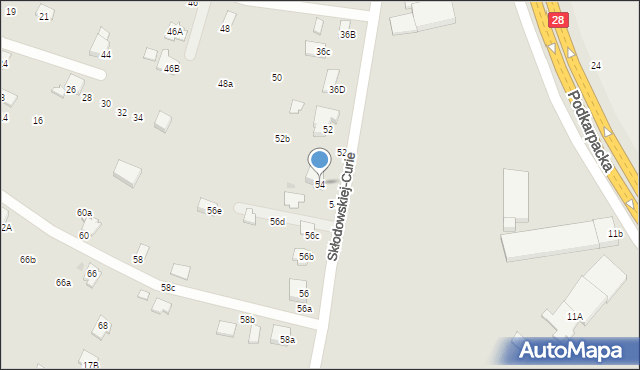 Krosno, Skłodowskiej-Curie Marii, 54, mapa Krosna