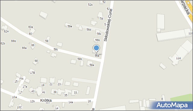 Krosno, Skłodowskiej-Curie Marii, 56a, mapa Krosna