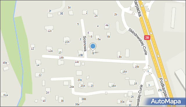 Krosno, Skłodowskiej-Curie Marii, 8, mapa Krosna