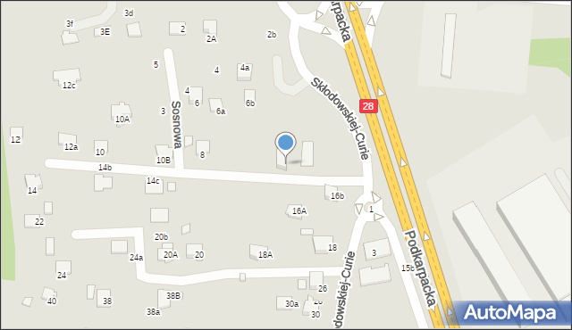 Krosno, Skłodowskiej-Curie Marii, 8b, mapa Krosna