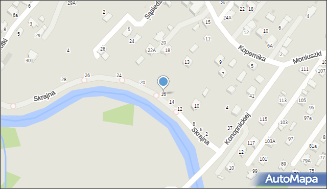 Krosno, Skrajna, 16, mapa Krosna