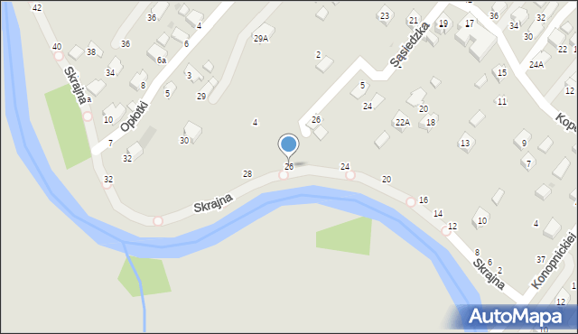 Krosno, Skrajna, 26, mapa Krosna