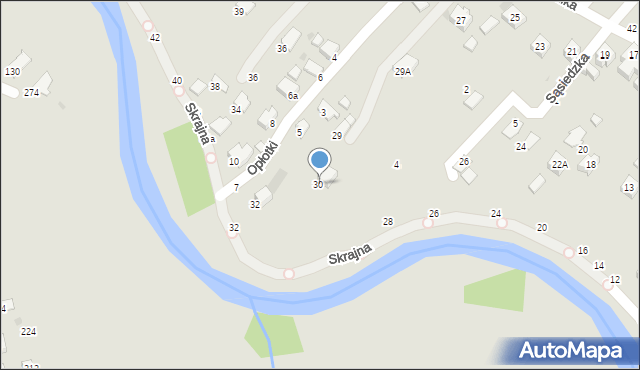 Krosno, Skrajna, 30, mapa Krosna