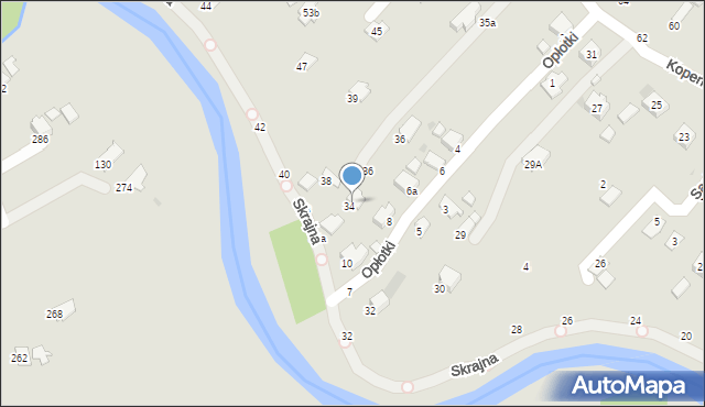 Krosno, Skrajna, 34, mapa Krosna