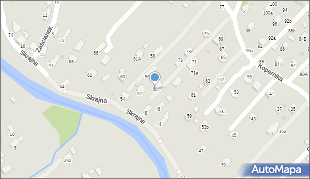 Krosno, Skrajna, 50, mapa Krosna