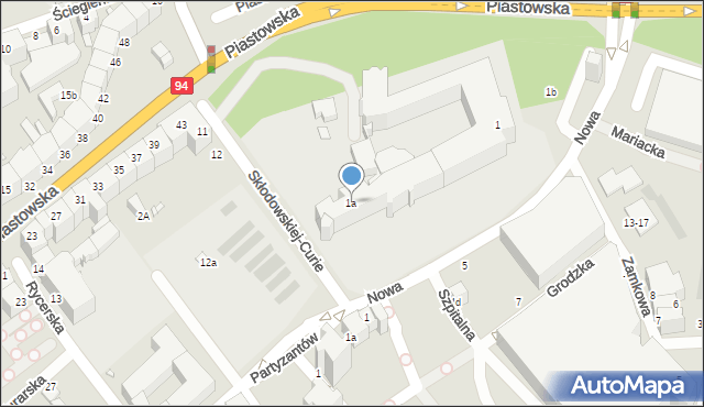 Legnica, Skłodowskiej-Curie Marii, 1a, mapa Legnicy