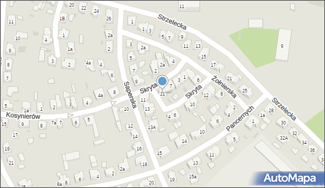 Leszno, Skryta, 11, mapa Leszno