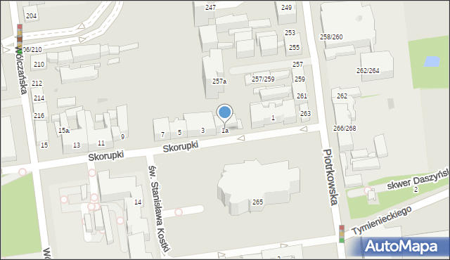 Łódź, Skorupki Ignacego Jana, ks., 1a, mapa Łodzi