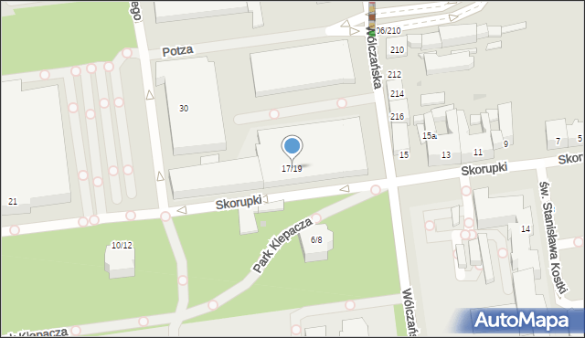 Łódź, Skorupki Ignacego Jana, ks., 17/19, mapa Łodzi