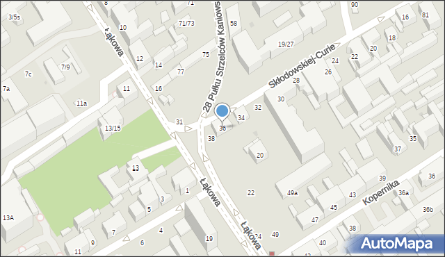 Łódź, Skłodowskiej-Curie Marii, 36, mapa Łodzi