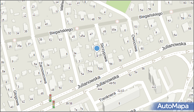 Łódź, Skrzypowa, 4, mapa Łodzi