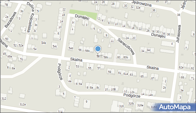 Łódź, Skalna, 58, mapa Łodzi